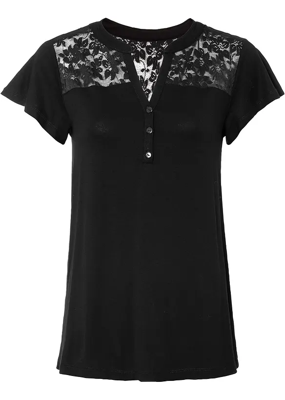 Henley shirt van een viscosemix, bonprix