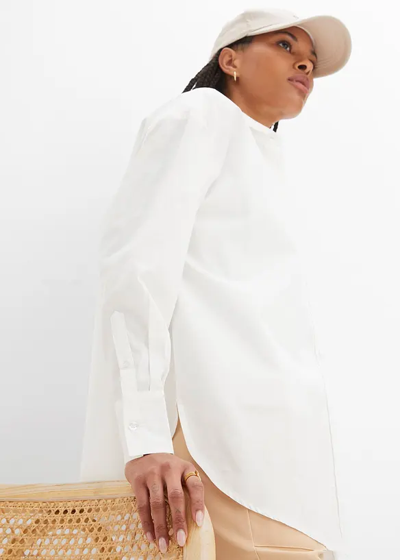Oversized overhemdblouse met knoopsluiting van katoen, bonprix