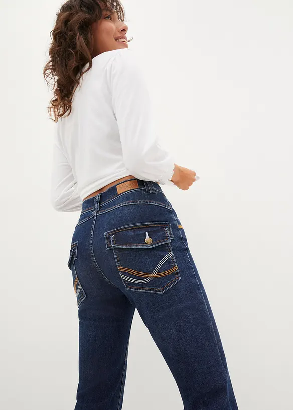Mid waist stretch jeans, straight, bonprix