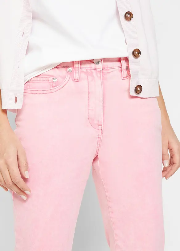 Cropped twill broek in used look, bonprix