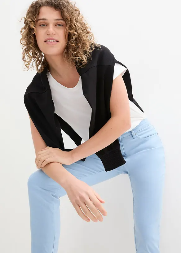Cropped twill broek in used look, bonprix