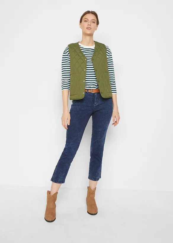 Mid waist cropped jeans, straight, bonprix