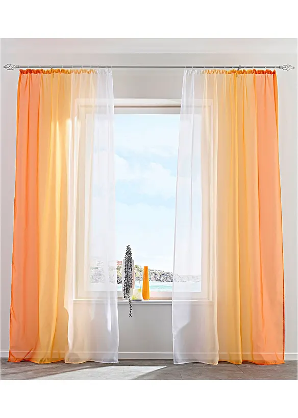 Gordijnen met gerecycled polyester en kleurverloop (set van 2), bonprix