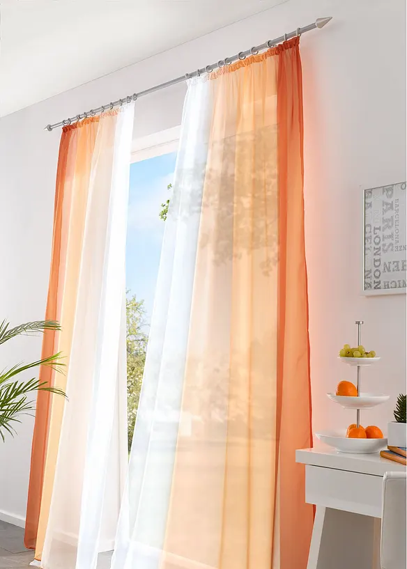 Gordijnen met gerecycled polyester en kleurverloop (set van 2), bonprix