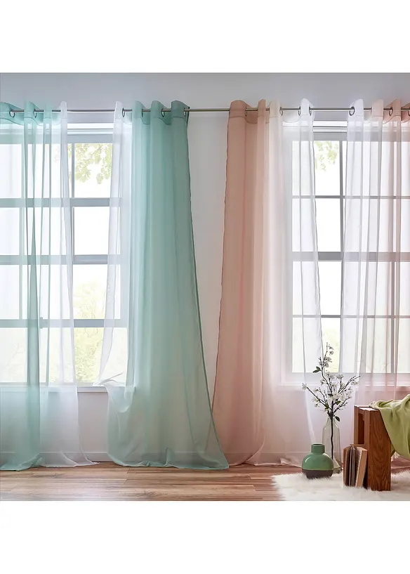Gordijnen met gerecycled polyester en kleurverloop (set van 2), bonprix