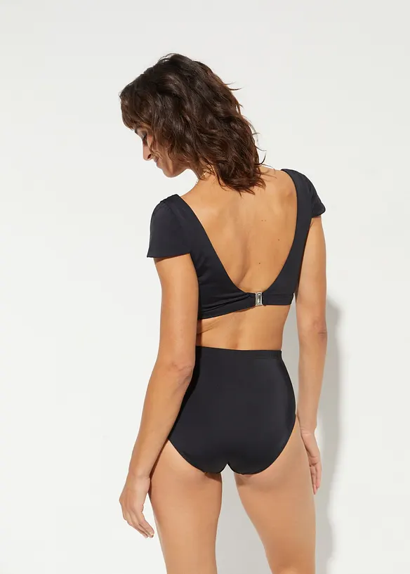 Licht corrigerend high waist bikinibroekje met plooien, bonprix