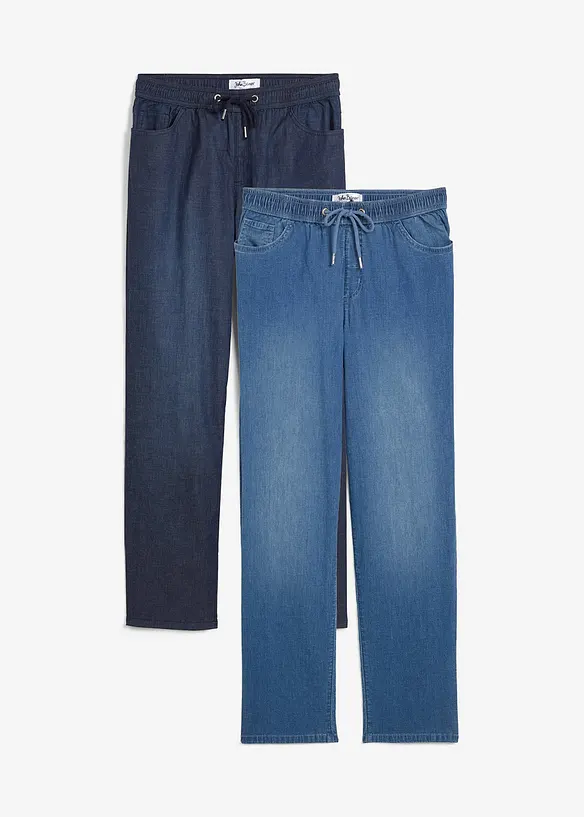High waist instapjeans, straight (set van 2), bonprix