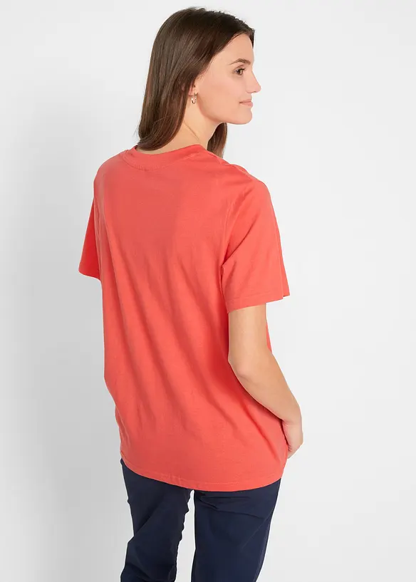 Wijd longshirt met V-hals, korte mouw  (set van 5), bonprix