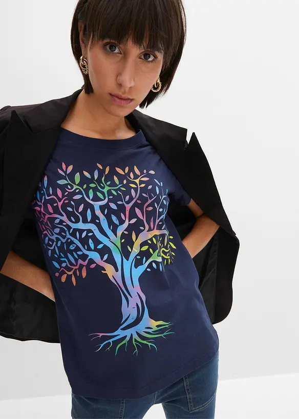 T-shirt met print van biologisch katoen, bonprix