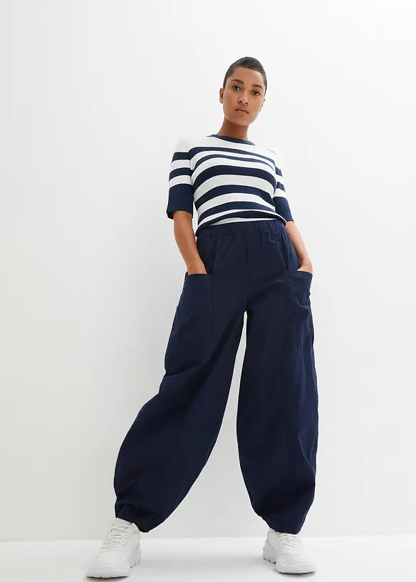 Lichte twill broek in een elastische katoenmix, bonprix