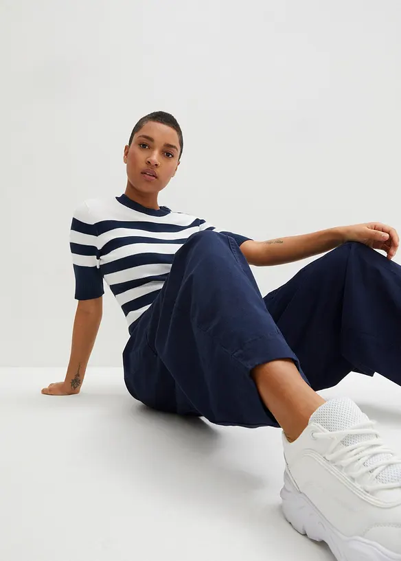 Lichte twill broek in een elastische katoenmix, bonprix