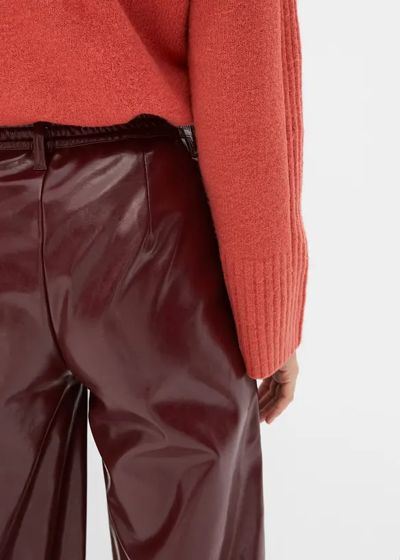Imitatieleren broek met high waist, bonprix