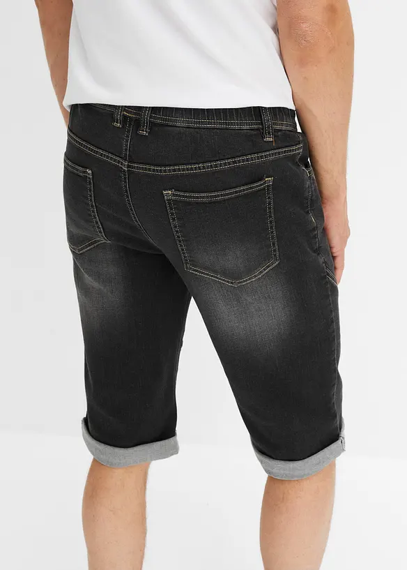 Stretch jeans bermuda met borduursel, regular fit, bonprix