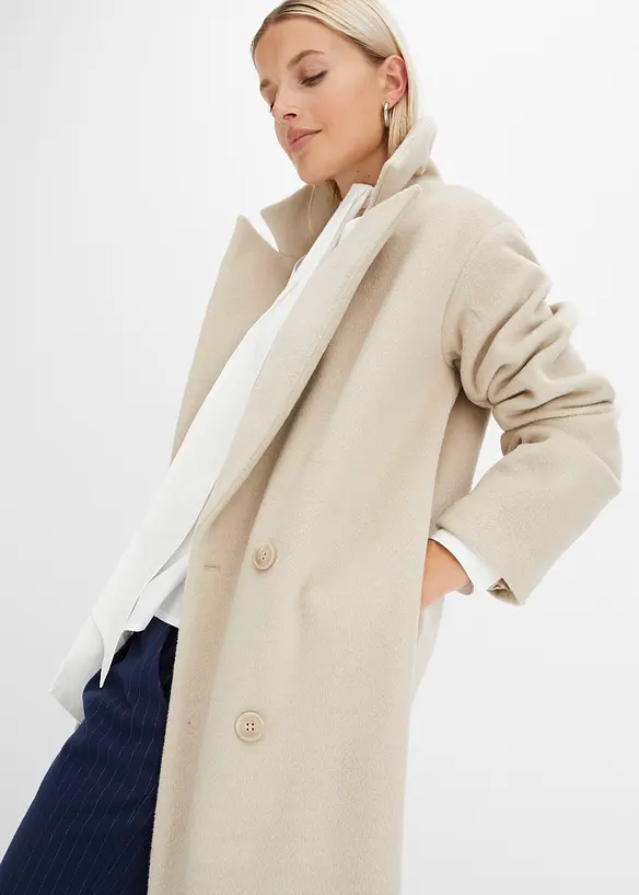 Lange blazerjas in wollen look, bonprix