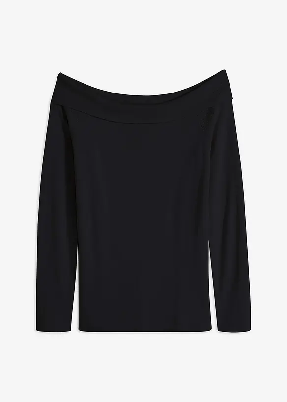 Geribde off shoulder trui, bonprix