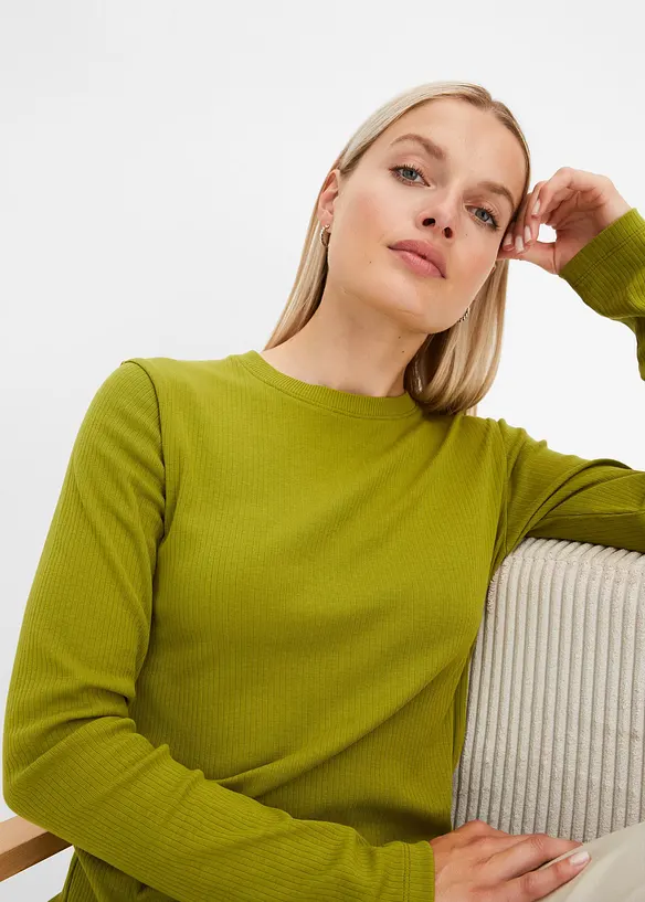 Geribde longsleeve van puur katoen, bonprix