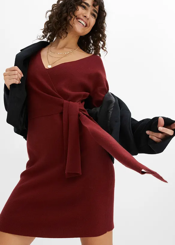 Gebreide jurk in wikkellook, bonprix