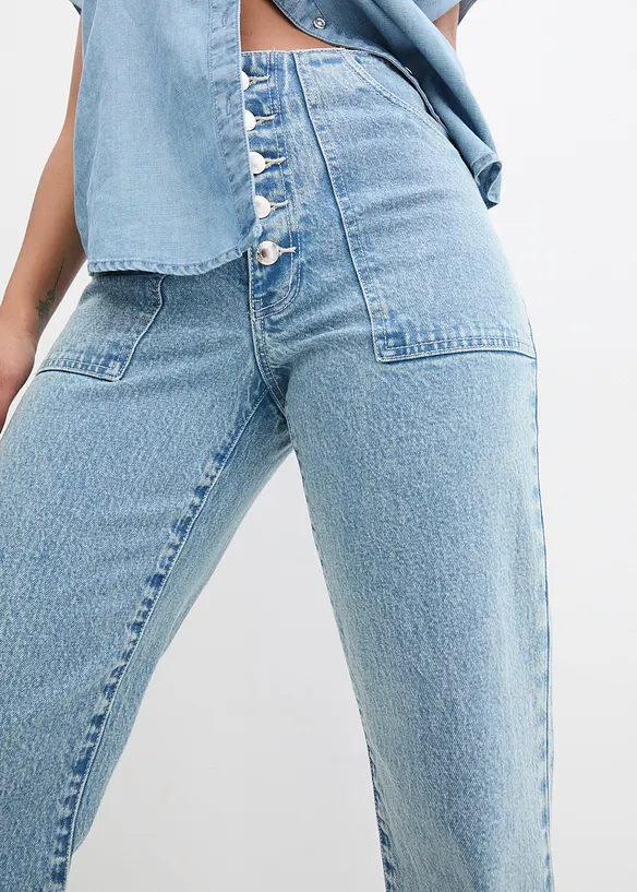 Mid waist stretch jeans, straight, bonprix