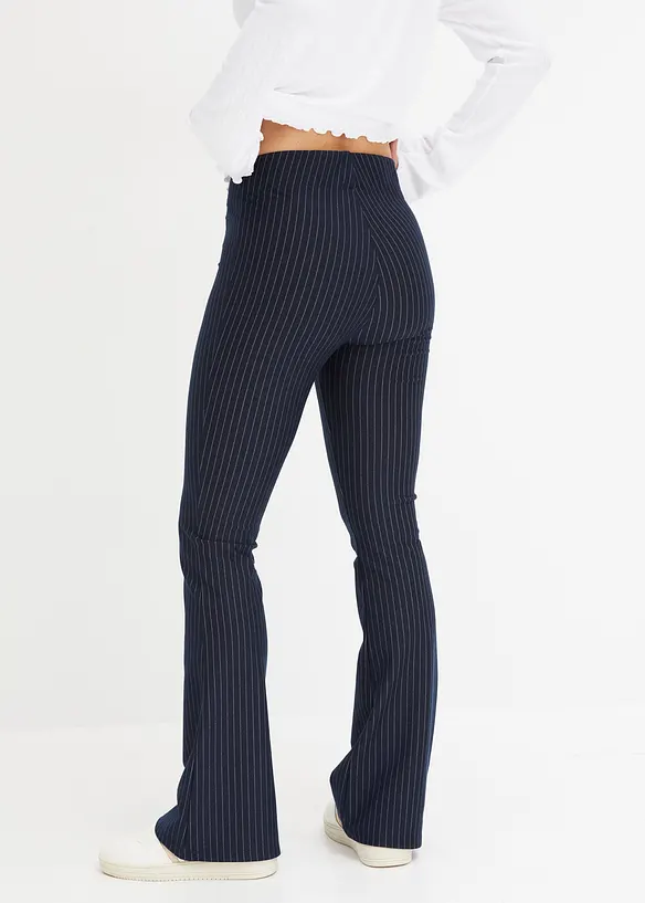 Wijd uitlopende broek met krijtstrepen, bonprix
