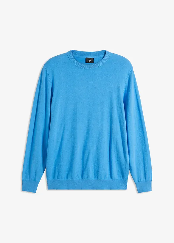 Fijn gebreide trui met ronde hals en katoen, regular fit, bonprix