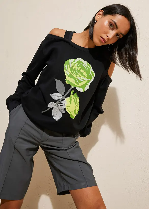 Oversized sweater met bloemenprint, bonprix