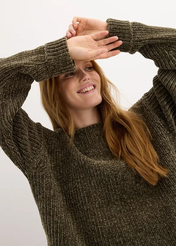 Oversized trui van zachte chenille, bonprix