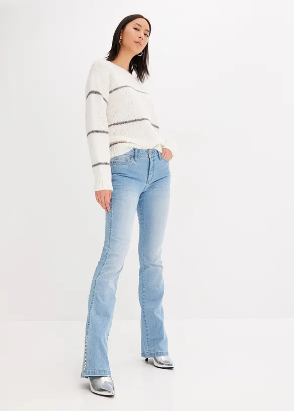 Flared jeans met mid waist en stretch, bonprix
