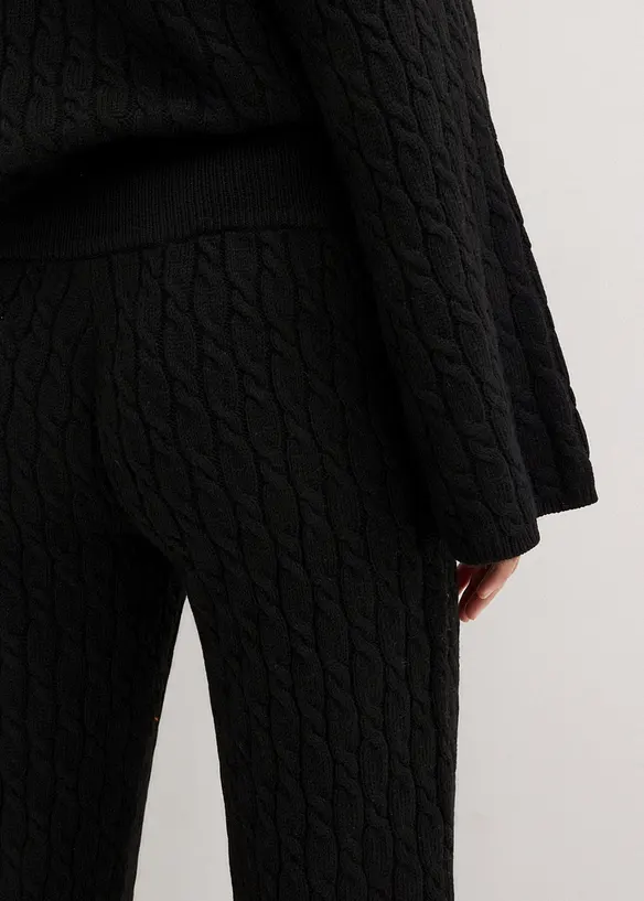 Gebreide broek met kabelpatroon, bonprix
