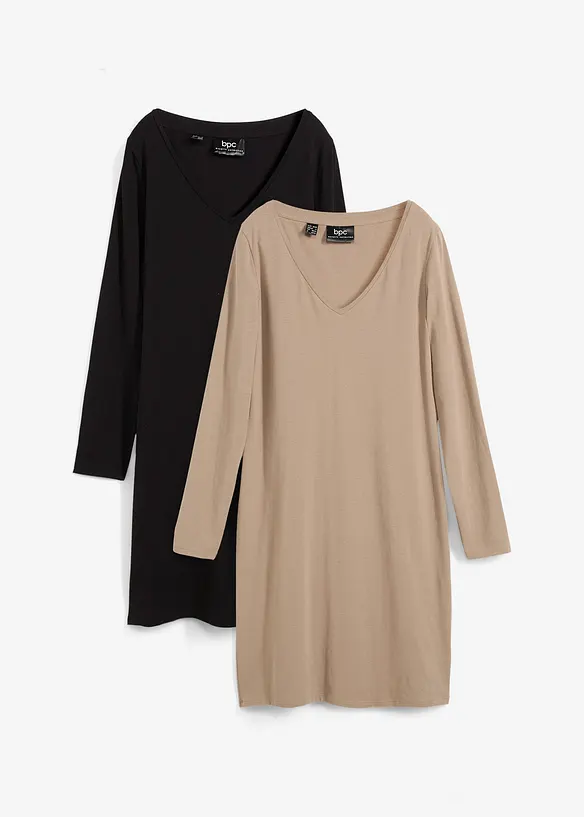 Jersey jurk van viscose (set van 2), bonprix