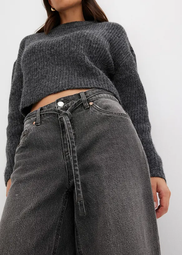 Wide leg jeans met mid waist, bonprix
