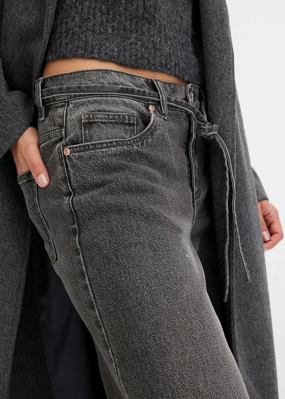 Wide leg jeans met mid waist, bonprix