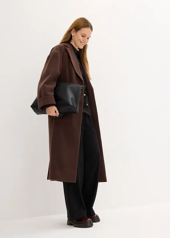 Lange jas in wollen look, bonprix