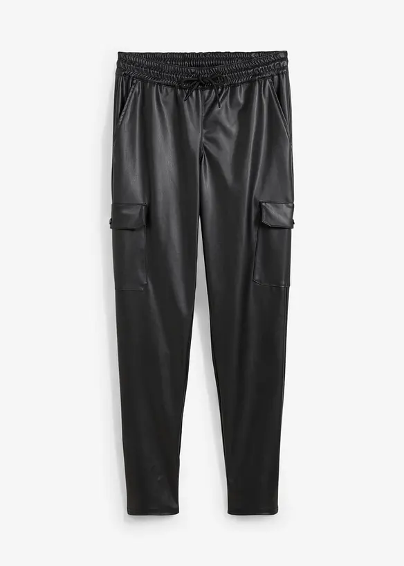 Imitatieleren cargo broek, bonprix