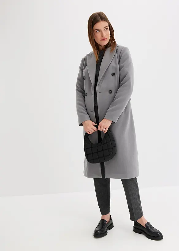Korte coat in wollen look met dubbele knopen, bonprix