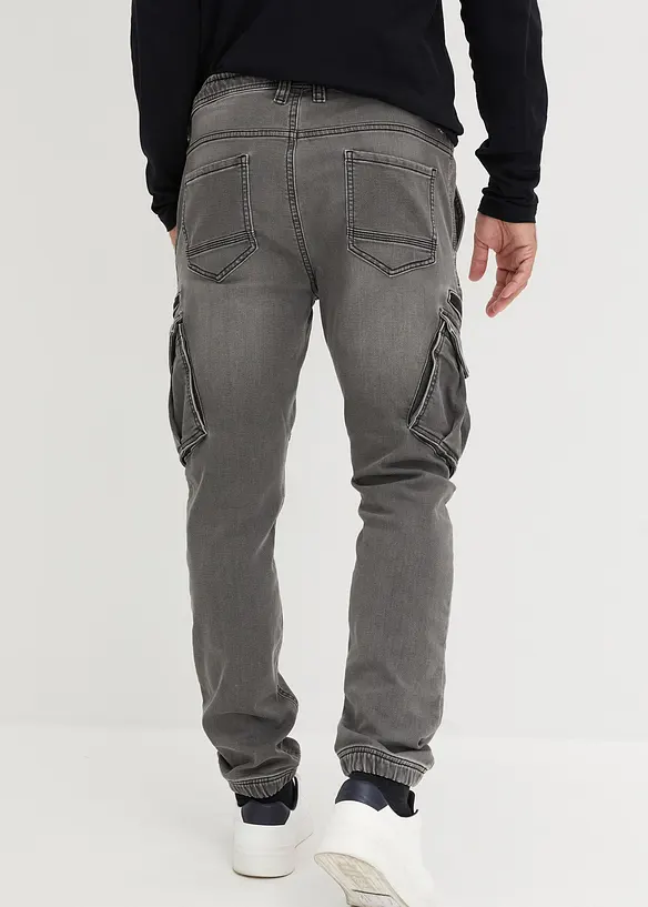 Regular fit sweat jeans met cargozakken, straight, bonprix