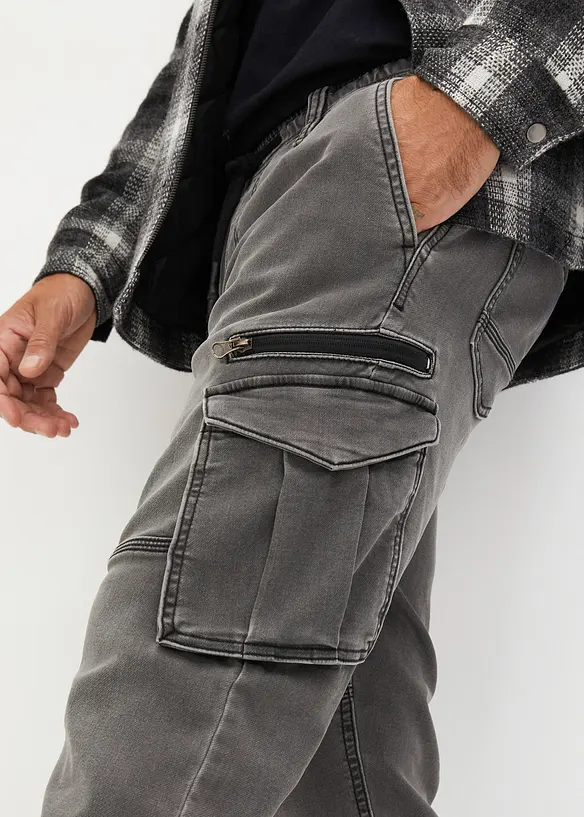 Regular fit sweat jeans met cargozakken, straight, bonprix