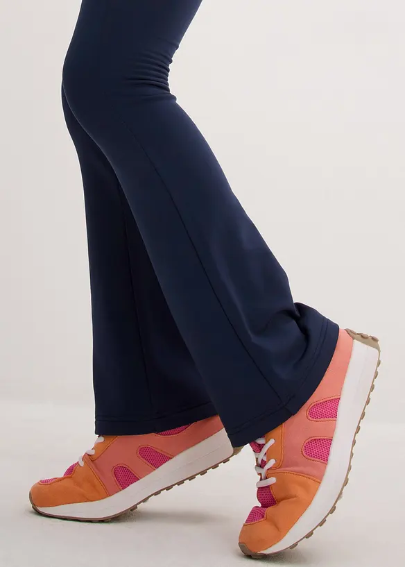 Bootcut jersey broek met geruwde binnenkant, bonprix