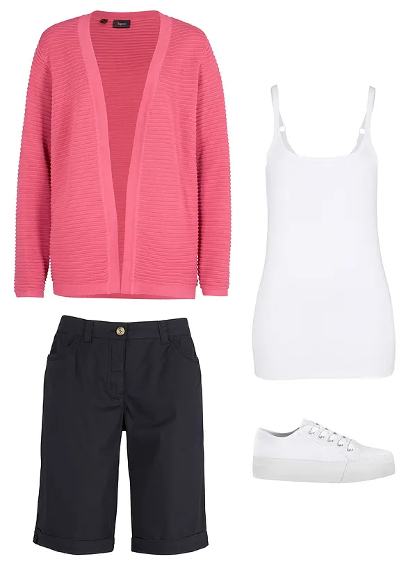 Katoenen papertouch bermuda met comfortband, bonprix