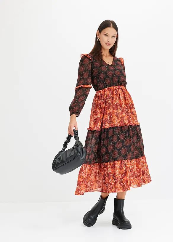 Midi jurk van chiffon, bonprix