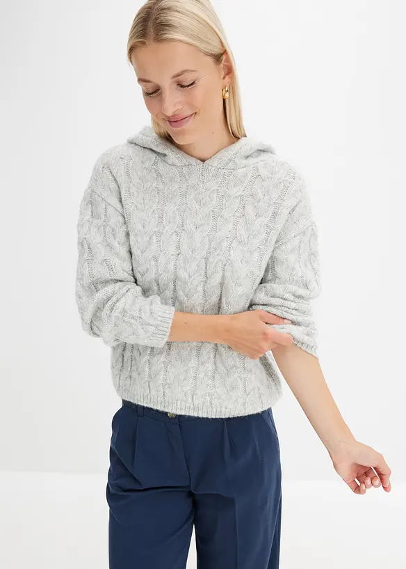 Gebreide hoodie van een zachte wolmix, bonprix