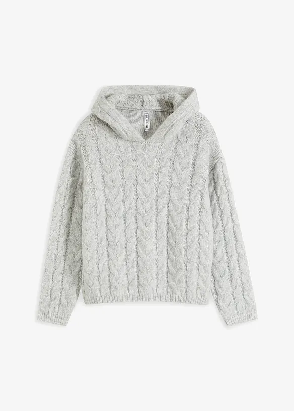 Gebreide hoodie van een zachte wolmix, bonprix