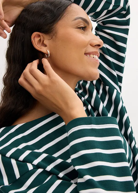 Longsleeve van biologisch katoen met boothals (set van 2), bonprix