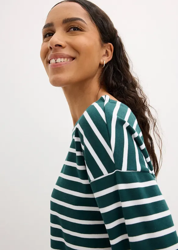 Longsleeve van biologisch katoen met boothals (set van 2), bonprix