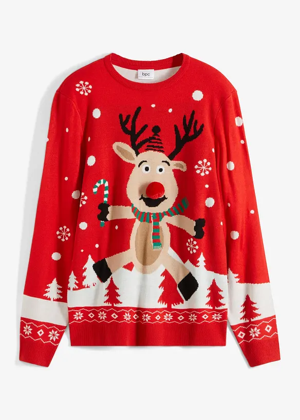Fijn gebreide trui met kerstmotief, bonprix
