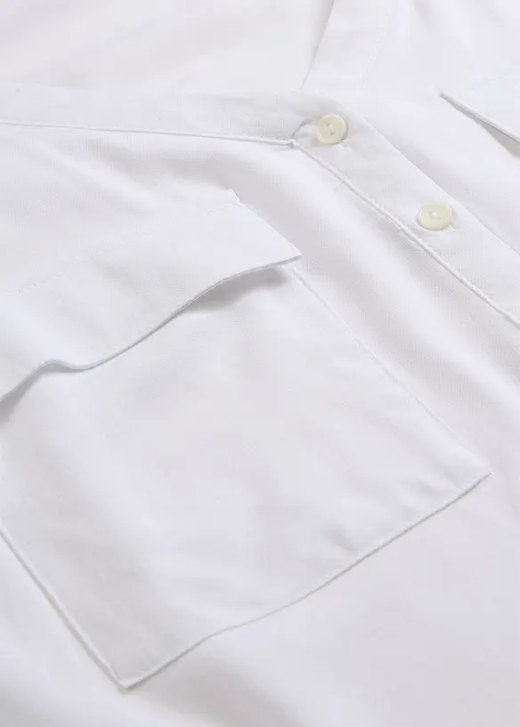 Blouse met lange mouwen en V-hals van vloeiende viscose, bonprix