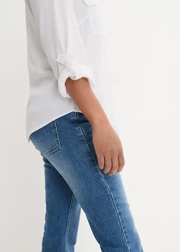 Blouse met lange mouwen en V-hals van vloeiende viscose, bonprix