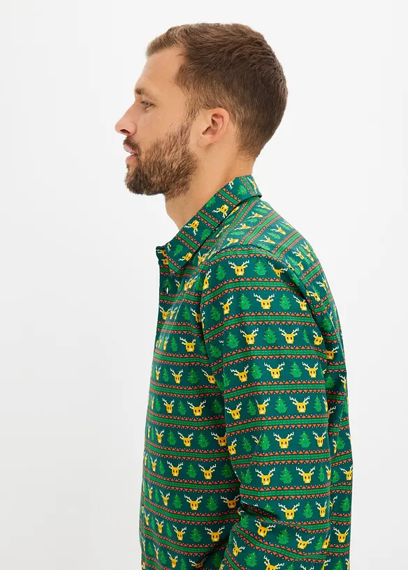 Overhemd met kerstprint en lange mouwen, bonprix