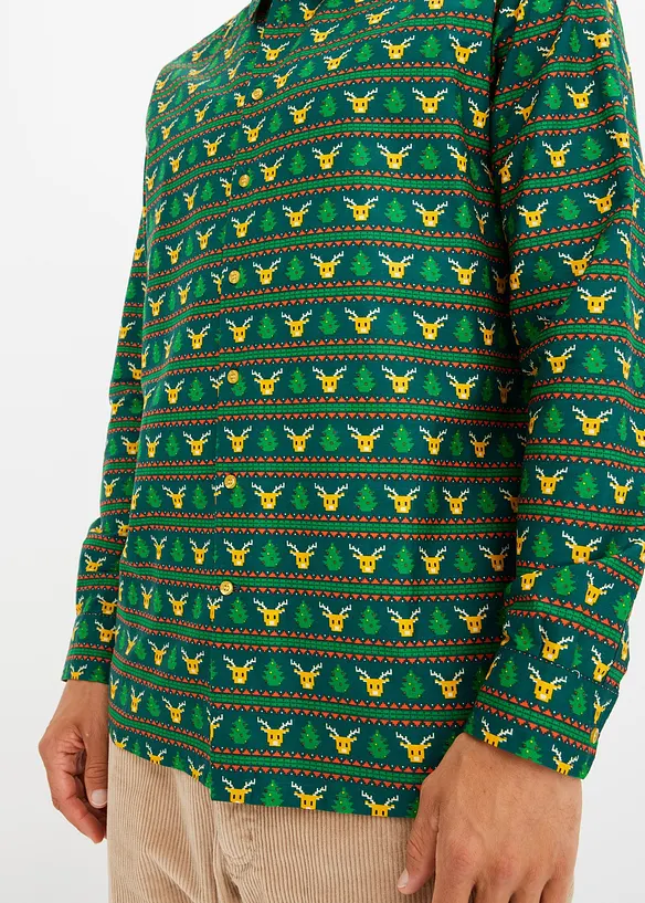 Overhemd met kerstprint en lange mouwen, bonprix
