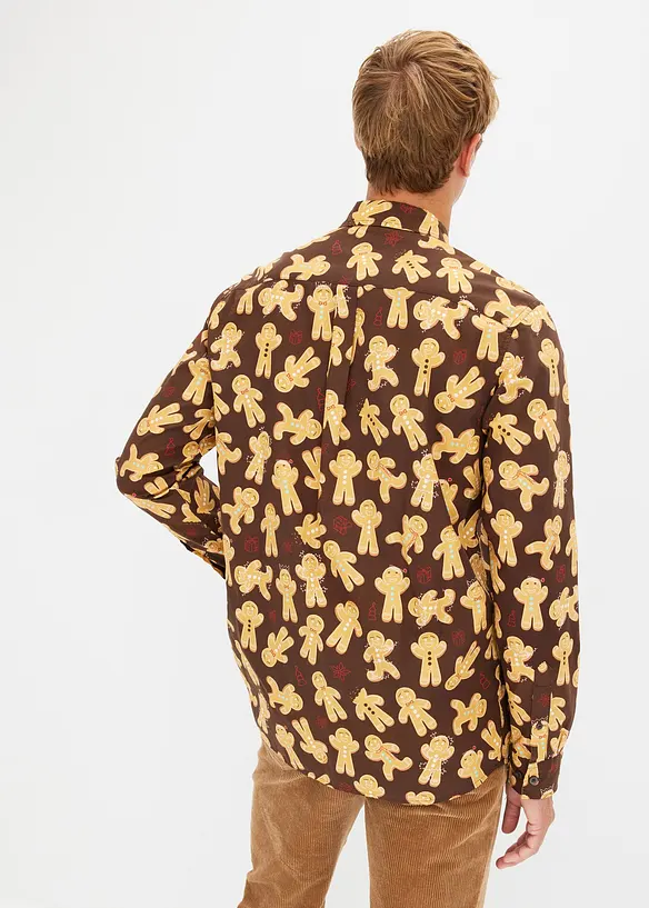 Overhemd van katoen met kerstprint en lange mouwen, bonprix