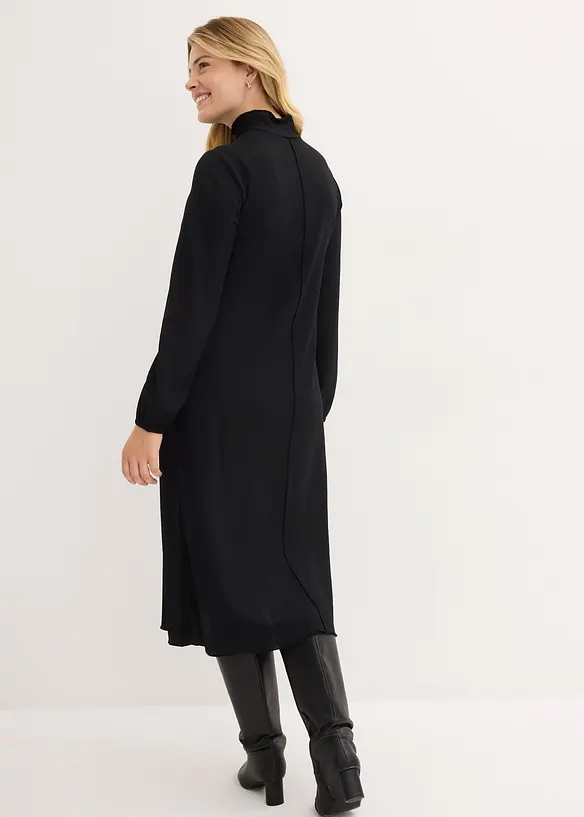 Midi jurk van gestructureerde crêpe, bonprix